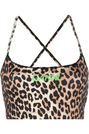 Ganni Top corto con motivo de leopardo