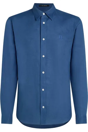 Karl Lagerfeld Camisa de lino con monograma bordado