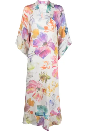 120% Lino Vestido largo estilo caftán