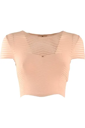 Elisabetta Franchi Herringbone-pattern crop top