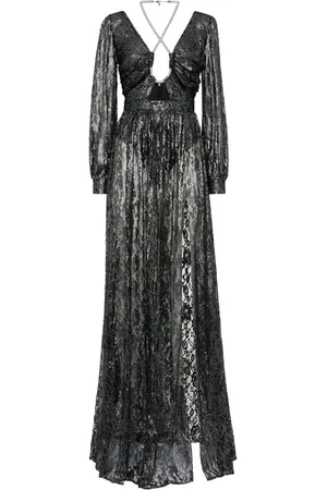 Philipp Plein Vestido largo con encaje de cristal