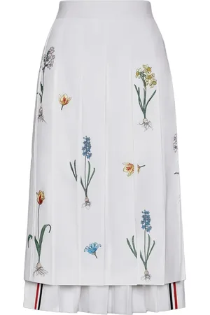Thom Browne Falda midi con bordado floral