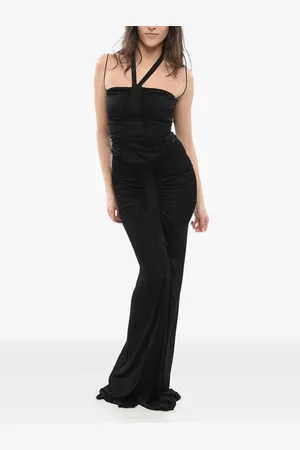 Saint Laurent Vestido de fiesta fruncido con cuello halter