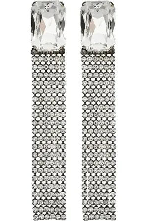 Saint Laurent Pendientes con colgante y detalles de strass