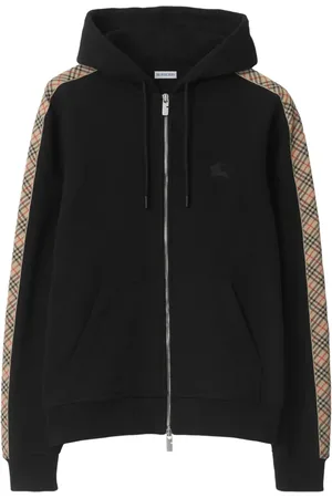 Burberry Sudadera de algodón con capucha y ribete a cuadros
