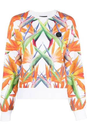 Philipp Plein Sudadera corta con motivo floral