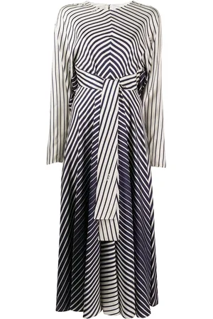 VALENTINO GARAVANI Vestido largo a rayas con cintura lazada