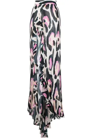 Roberto Cavalli Falda maxi con volantes y estampado Jaguar