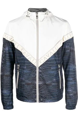 Roberto Cavalli Chaqueta con animal print y cremallera