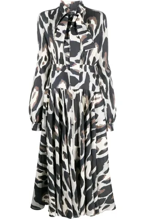 Roberto Cavalli Vestido de lino con estampado Jaguar