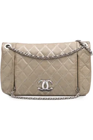 CHANEL Bandolera CC Crystal Flap de piel de borrego envejecida metalizada 2010-2011