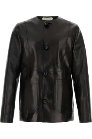 Namacheko Chaqueta de piel con cuello redondo