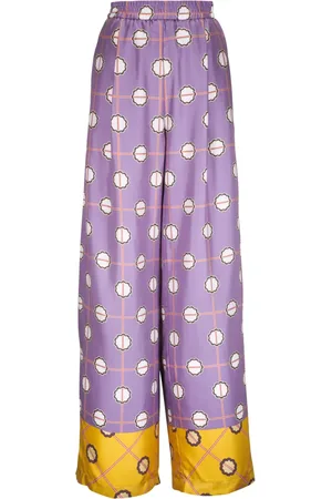 ODEEH Pantalones anchos con motivo geométrico