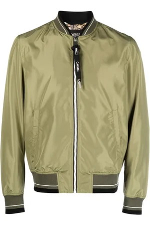 Roberto Cavalli Chaqueta bomber con logo y cremallera