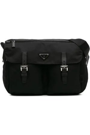 Prada Bandolera messenger Tessuto Zip Double Buckle de piel Saffiano con ribete 2013-2024