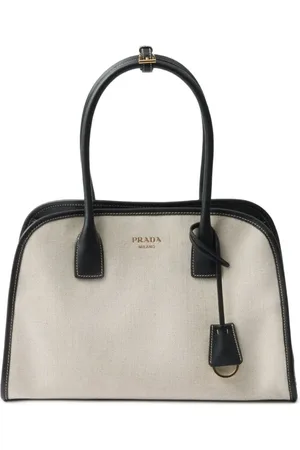Prada Bolso shopper mediano de mezcla de lino