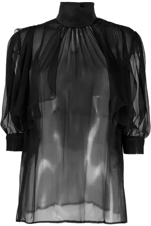 Roberto Cavalli Blusa translúcida con cuello alto