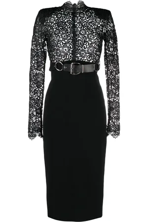 Roberto Cavalli Vestido de encaje y lana