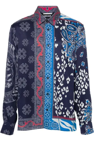 Roberto Cavalli Camisa con estampado mixto y manga larga
