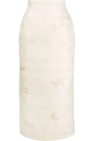 Roberto Cavalli Falda de tubo midi con mariposas en jacquard