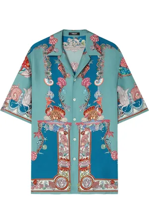 VERSACE Camisa Coral Theater de seda de manga corta