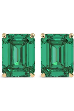 VEYNOU Pendientes Eden Essence en oro amarillo reciclado de 14 ct con esmeralda