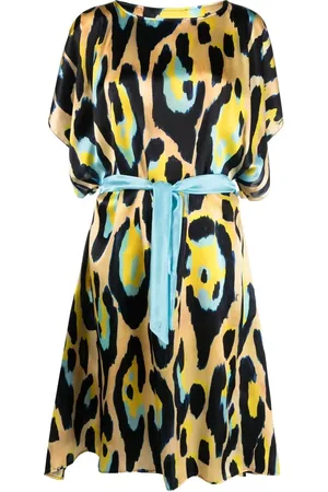 Roberto Cavalli Vestido caftán de seda con estampado Jaguar