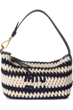 Miu Miu Bolso de hombro de ganchillo a rayas