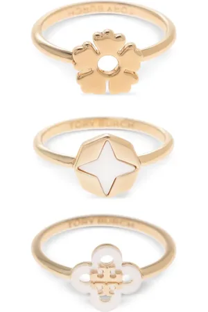 Tory Burch Set de tres anillos con charm