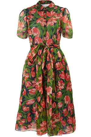 Carolina Herrera Vestido camisero con estampado de tulipanes