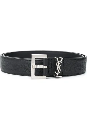 Saint Laurent Cinturón de cuero granulado
