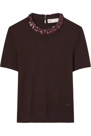 Tory Burch Camiseta con cuello bordado