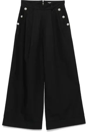 Balmain Pantalones palazzo con botones del logo