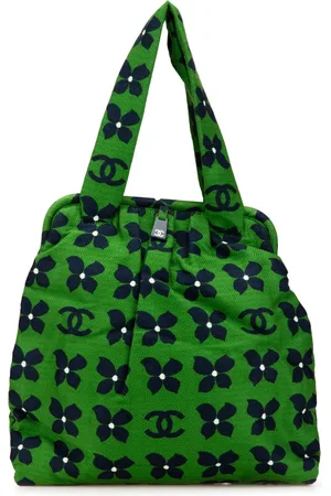 CHANEL Bolso shopper Floral Frame de lona con estampado CC 2002-2003