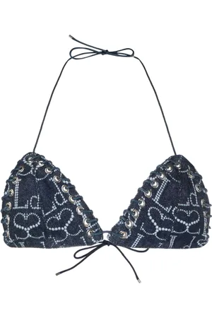 Ludovic De Saint Sernin Top de bikini vaquero con logo
