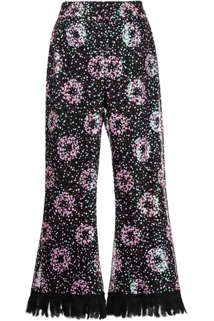 Anna Sui Pantalones capri con detalle de lentejuelas