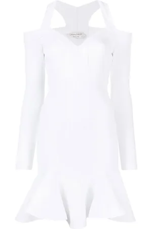 Alexander McQueen Vestido de punto corto con cuello en V