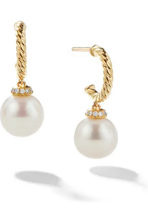David Yurman Pendientes Solari de 22 mm en oro amarillo de 18 ct con diamantes y perlas
