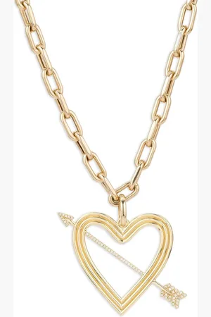 Adina Reyter Collar Heart and Arrow en oro amarillo de 14 ct con diamantes
