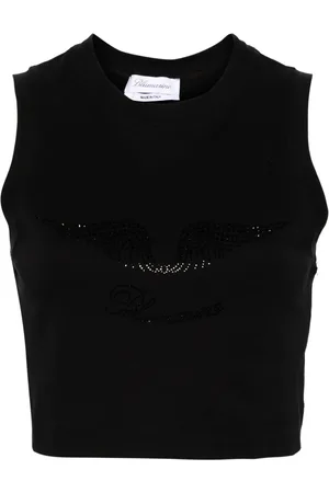BLUMARINE Top sin mangas corto en strass
