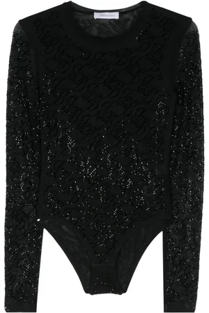 BLUMARINE Top con logo de strass