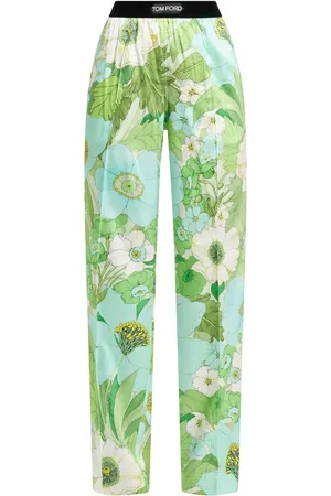 Tom Ford Pantalones con logo en la cinturilla y estampado floral