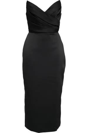 Amsale Vestido de cóctel palabra de honor drapeado