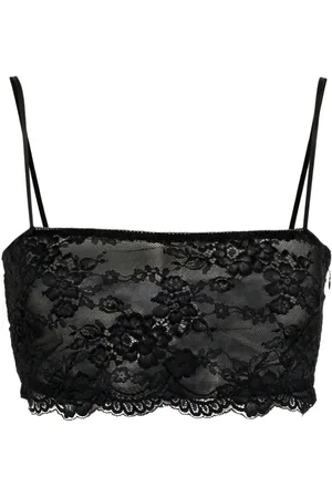 BLUMARINE Top corto con encaje floral