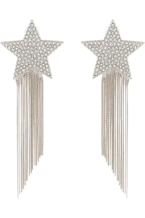 Saint Laurent Pendientes de plata con motivo de estrella con detalles colgantes