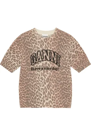 Ganni Camiseta con logo en punto de intarsia