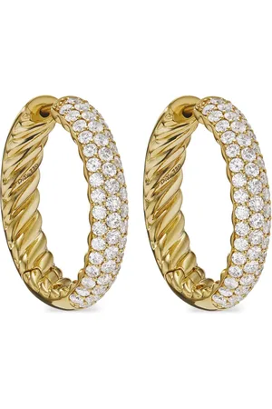 David Yurman Pendientes de aro DY Mercer de 25.4 mm en oro amarillo de 18 ct con diamantes