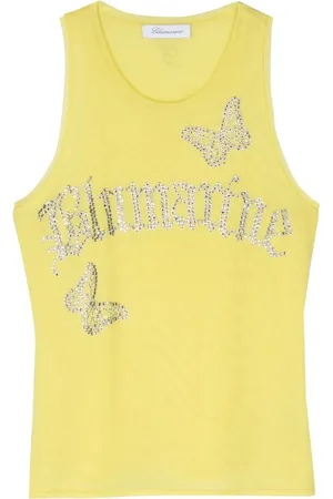 BLUMARINE Top sin mangas con logo de strass