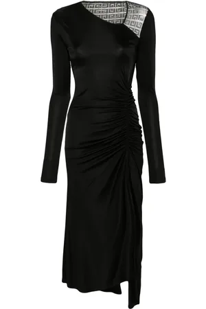 Givenchy Vestido midi asimétrico con encaje de 4G