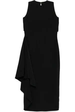 Amsale Vestido de crepé con cuello enjoyado